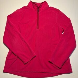 Land’s End Women’s Long sleeve 1/4 Zip Pink Fleece Large Good Condition!